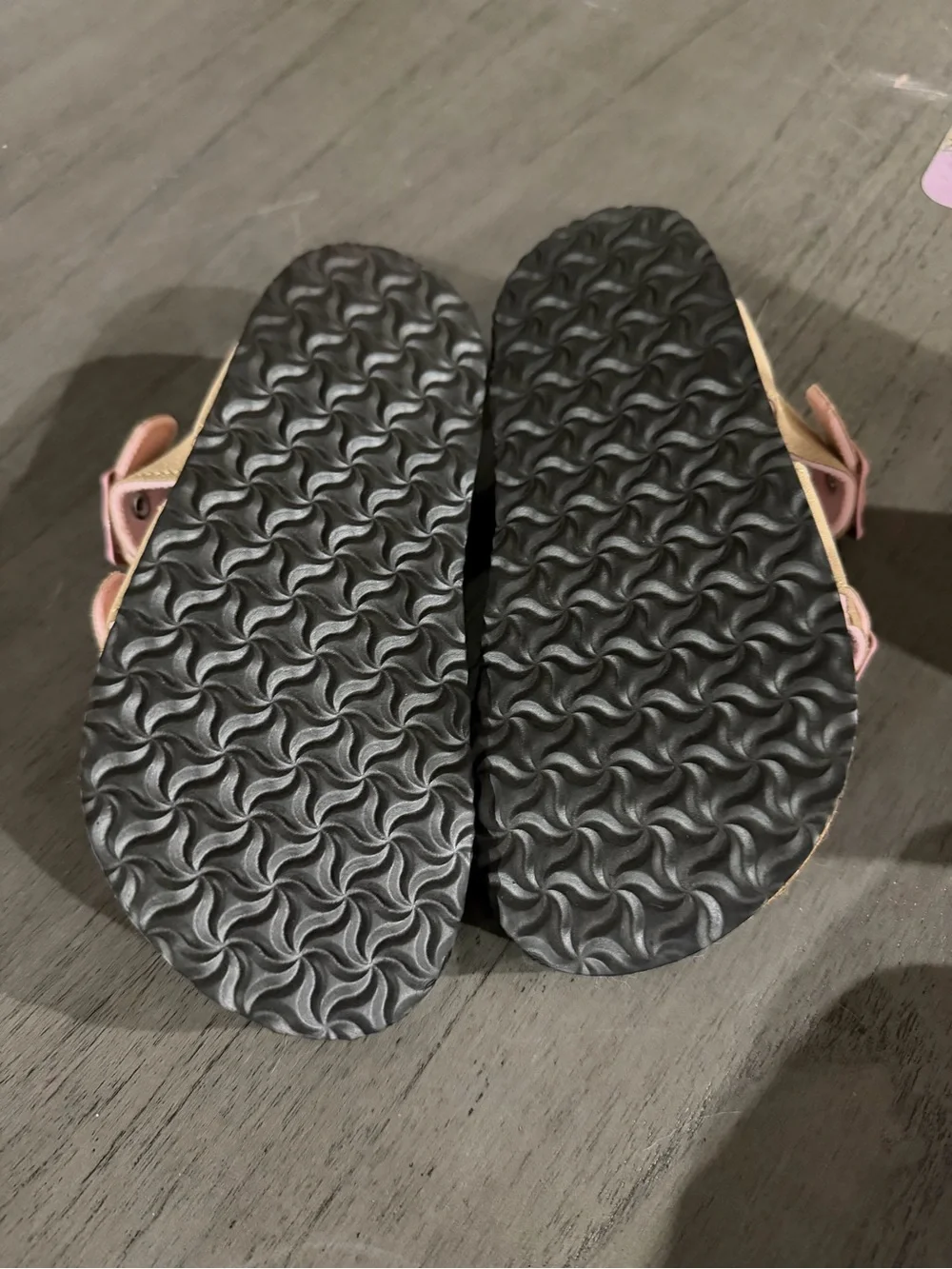 Girls' Floral Pink and Tan Adjustable Strap Sandals - Picture 2 of 2